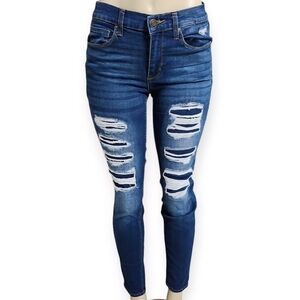 Mudd Women's Distressed Dark Blue Skinny Jeans